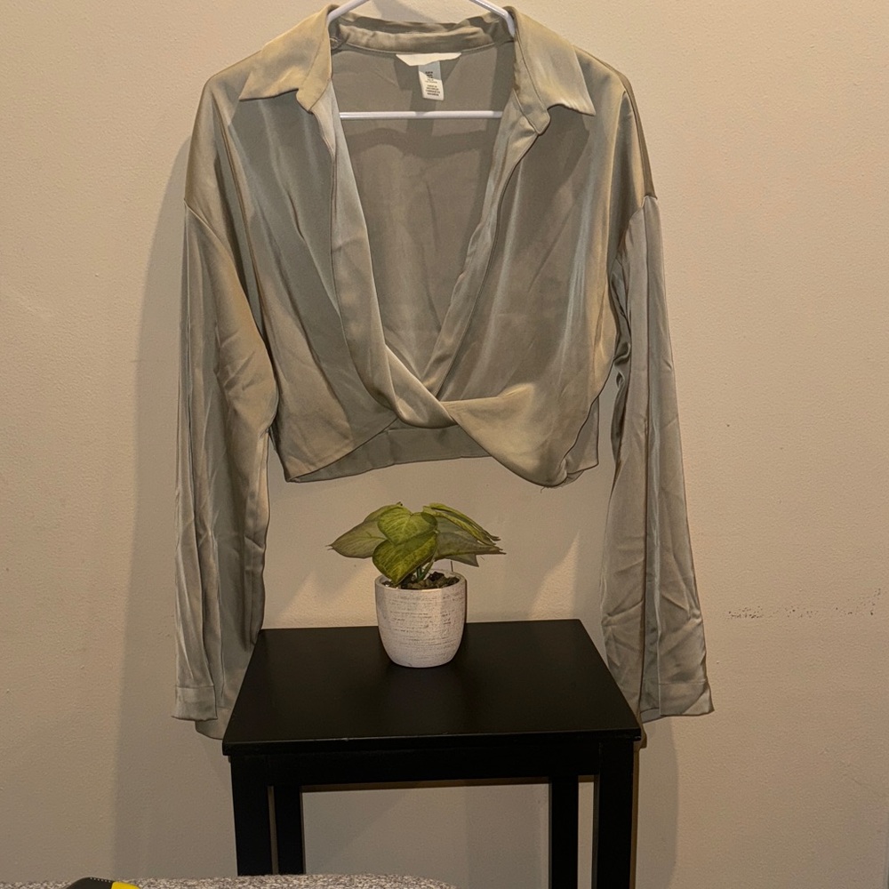 H&M Gray Draped Blouse
